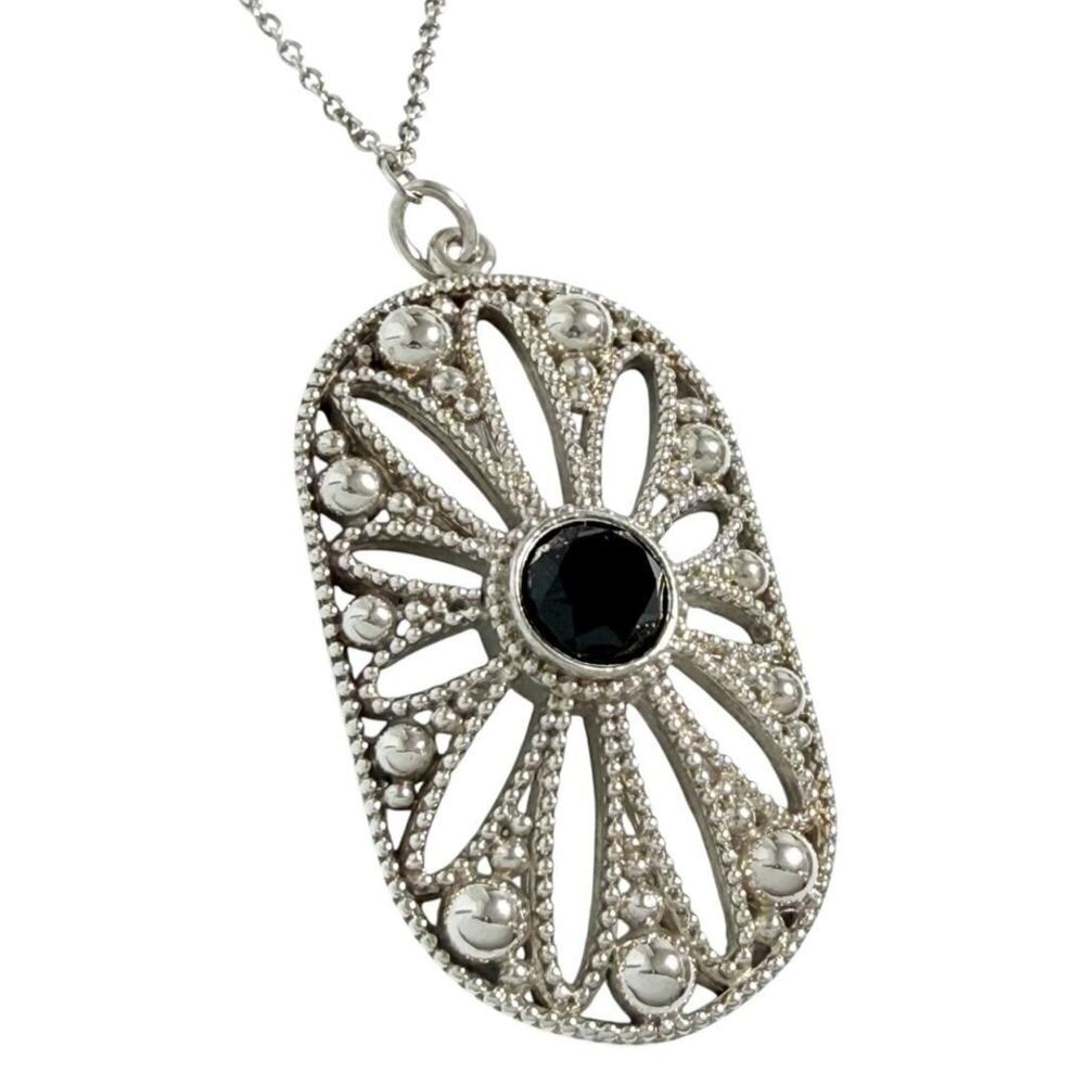 Tiffany & Co. Women's Ziegfeld Necklace Pendant, Onyx, Pearl, Silver, Great G...